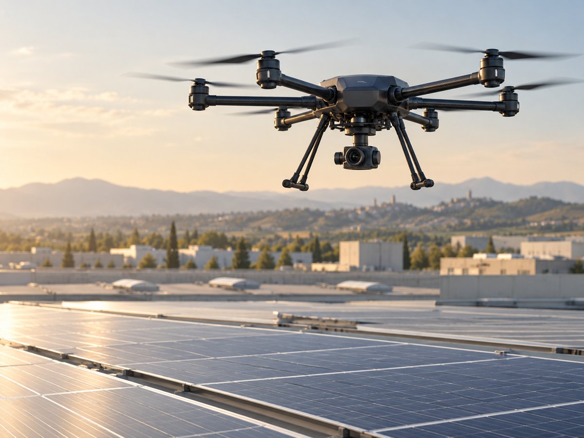 Drone professionale civile per ispezioni di impianti: illustrazione generata