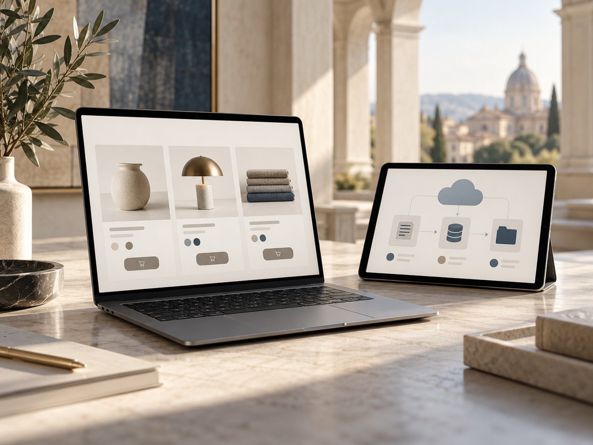 Software e commercio elettronico: illustrazione generata